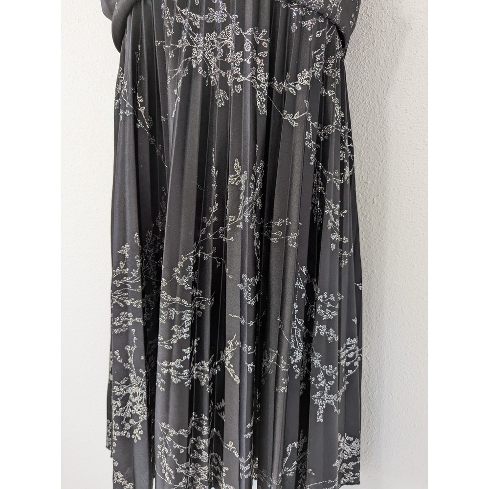 Vintage B Darlin Dress Black‎ Silver Glitter Floral Halter Pleated 11/12 Y2K USA - Picture 3 of 9